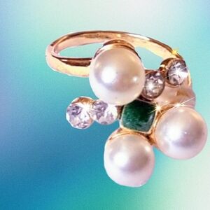 Pearl Cluster & Jade Fashion Ring